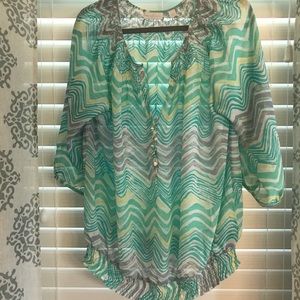 New York & Co Teal Blouse